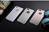 Eiroo Mirror iPhone SE / 5 / 5S Silikon Kenarl Aynal Silver Rubber Klf - Resim: 1