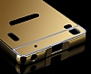 Eiroo Mirror Lenovo A7000 Metal Kenarl Aynal Gold Rubber Klf - Resim: 4