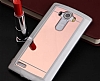Eiroo Mirror LG G4 Silikon Kenarl Aynal Rose Gold Rubber Klf - Resim: 1