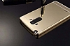 Eiroo Mirror LG G4 Stylus Metal Kenarl Aynal Rose Gold Rubber Klf - Resim: 2