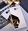 Eiroo Mirror Samsung Galaxy A3 2016 Silikon Kenarl Aynal Silver Rubber Klf - Resim: 1