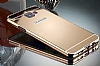 Eiroo Mirror Samsung Galaxy A5 2017 Metal Kenarl Aynal Gold Rubber Klf - Resim: 4