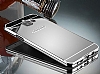 Eiroo Mirror Samsung Galaxy A7 2016 Metal Kenarl Aynal Silver Rubber Klf - Resim: 3