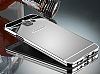 Eiroo Mirror Samsung Galaxy A8 2016 Metal Kenarl Aynal Silver Rubber Klf - Resim: 5