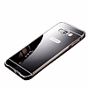 Eiroo Mirror Samsung Galaxy A8 Metal Kenarl Aynal Siyah Rubber Klf - Resim: 2