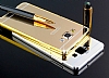 Eiroo Mirror Samsung Galaxy A8 Metal Kenarl Aynal Rose Gold Rubber Klf - Resim: 3