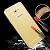 Eiroo Mirror Samsung Galaxy C5 Pro Metal Kenarl Aynal Gold Rubber Klf - Resim: 3