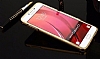 Eiroo Mirror Samsung Galaxy C7 SM-C7000 Metal Kenarl Aynal Gold Rubber Klf - Resim: 7