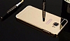 Eiroo Mirror Samsung Galaxy C7 SM-C7000 Metal Kenarl Aynal Gold Rubber Klf - Resim: 8