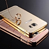 Eiroo Mirror Samsung Galaxy Note 5 Metal Kenarl Aynal Rose Gold Rubber Klf - Resim: 5
