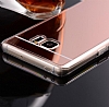 Eiroo Mirror Samsung Galaxy Note 5 Silikon Kenarl Aynal Gold Rubber Klf - Resim: 2