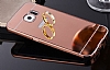 Eiroo Mirror Samsung Galaxy S6 Edge Plus Metal Kenarl Aynal Rose Gold Rubber Klf - Resim: 2