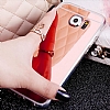 Eiroo Mirror Samsung Galaxy S6 Edge Silikon Kenarl Aynal Silver Rubber Klf - Resim: 3