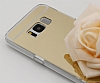 Eiroo Mirror Samsung Galaxy S8 Plus Silikon Kenarl Aynal Gold Rubber Klf - Resim: 1