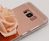 Eiroo Mirror Samsung Galaxy S8 Plus Silikon Kenarl Aynal Rose Gold Rubber Klf - Resim: 1