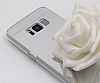 Eiroo Mirror Samsung Galaxy S8 Silikon Kenarl Aynal Silver Rubber Klf - Resim: 4