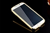 Eiroo Mirror Samsung i9500 Galaxy S4 Metal Kenarl Aynal Gold Rubber Klf - Resim: 2