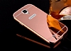 Eiroo Mirror Samsung i9500 Galaxy S4 Metal Kenarl Aynal Rose Gold Rubber Klf - Resim: 3