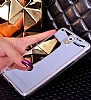 Eiroo Mirror Samsung N9000 Galaxy Note 3 Silikon Kenarl Aynal Silver Rubber Klf - Resim: 4