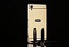 Eiroo Mirror Sony Xperia M5 Metal Kenarl Aynal Gold Rubber Klf - Resim: 3