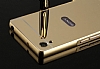 Eiroo Mirror Sony Xperia M5 Metal Kenarl Aynal Rose Gold Rubber Klf - Resim: 4