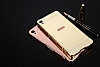 Eiroo Mirror Sony Xperia XA Metal Kenarl Aynal Gold Rubber Klf - Resim: 3