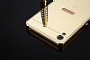 Eiroo Mirror Sony Xperia XA Ultra Metal Kenarl Aynal Gold Rubber Klf - Resim: 4