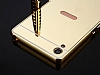 Eiroo Mirror Sony Xperia XA1 Ultra Metal Kenarl Aynal Gold Rubber Klf - Resim: 2