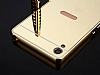 Eiroo Mirror Sony Xperia XA1 Metal Kenarl Aynal Gold Rubber Klf - Resim: 4