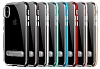 Eiroo Mixx Hybrid iPhone X / XS Silver Kenarl Standl Silikon Klf - Resim: 5