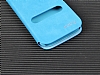Eiroo Motorola Moto G Pencereli nce Yan Kapakl Mavi Deri Klf - Resim: 2