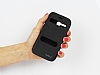 Eiroo Motorola Moto G Pencereli nce Yan Kapakl Siyah Deri Klf - Resim: 1