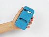 Eiroo Motorola Moto G Pencereli nce Yan Kapakl Mavi Deri Klf - Resim: 1
