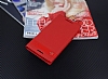 HTC Desire 830 Gizli Mknatsl Yan Kapakl Krmz Deri Klf - Resim: 1