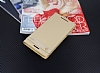 HTC Desire 830 Gizli Mknatsl Yan Kapakl Gold Deri Klf - Resim: 1