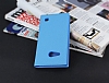 Nokia Lumia 735 Gizli Mknatsl Yan Kapakl Mavi Deri Klf - Resim: 2