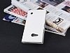 Nokia Lumia 735 Gizli Mknatsl Yan Kapakl Beyaz Deri Klf - Resim: 2