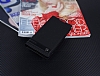 Sony Xperia E5 Gizli Mknatsl Yan Kapakl Siyah Deri Klf - Resim: 1