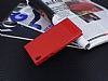 Sony Xperia E5 Gizli Mknatsl Yan Kapakl Krmz Deri Klf - Resim: 2