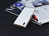 Sony Xperia M4 Aqua Gizli Mknatsl Pencereli Beyaz Deri Klf - Resim: 2