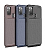 Eiroo Rugged Carbon Samsung Galaxy M30S Lacivert Silikon Klf - Resim: 1