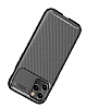Eiroo Rugged Carbon Samsung Galaxy A03s Kahverengi Silikon Klf - Resim: 1