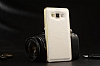 Eiroo Samsung Galaxy A5 Metal Kenarl Beyaz Deri Klf - Resim: 1
