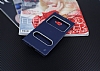 Samsung Galaxy C7 SM-C7000 Gizli Mknatsl ereveli Lacivert Deri Klf - Resim: 2