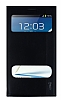 Samsung N7100 Galaxy Note 2 Gizli Mknatsl Pencereli Siyah Deri Klf