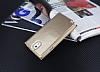 Samsung N9000 Galaxy Note 3 Gizli Mknatsl Pencereli Gold Deri Klf - Resim: 1
