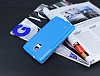 Eiroo Samsung Galaxy Note Edge Vantuzlu Pencereli Mavi Deri Klf - Resim: 2