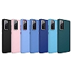 Eiroo Samsung Galaxy S20 FE Metal ereveli Ak Mavi Rubber Klf - Resim: 1