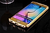 Eiroo Samsung Galaxy S6 Edge Metal Kenarl Gold Deri Klf - Resim: 1