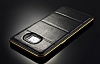 Eiroo Samsung Galaxy S7 Edge Metal Kenarl Bubble Siyah Deri Klf - Resim: 2